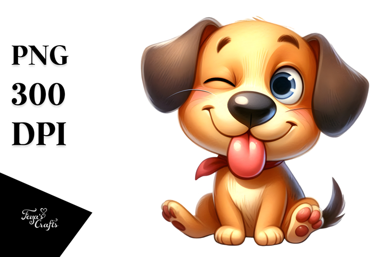 Silly Smirking Dog with Winking Eye