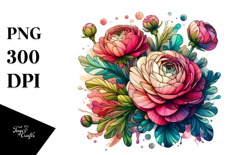 Detailed Vibrant Ranunculus, Transparent PNG