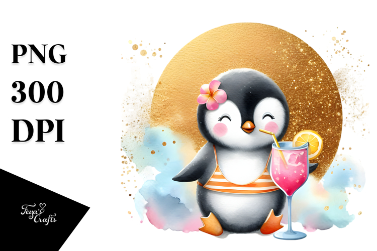 Happy Penguin Wearing Beachwear, High-Res PNG
