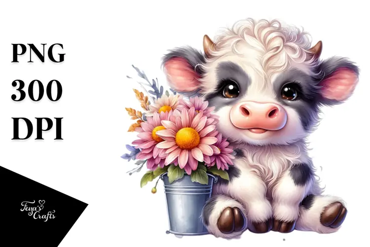 Watercolor Baby Gnome with Chrysanthemum, PNG