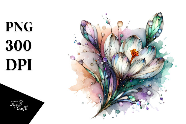 Abstract Stained Crocus, PNG example image 1