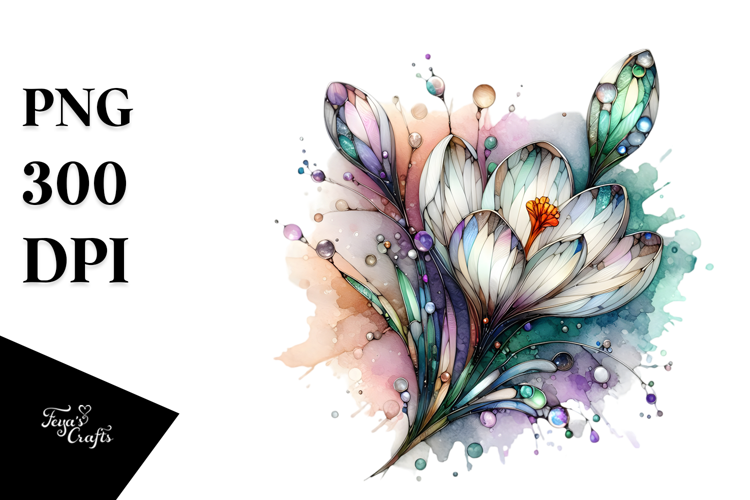 Abstract Stained Crocus, PNG
