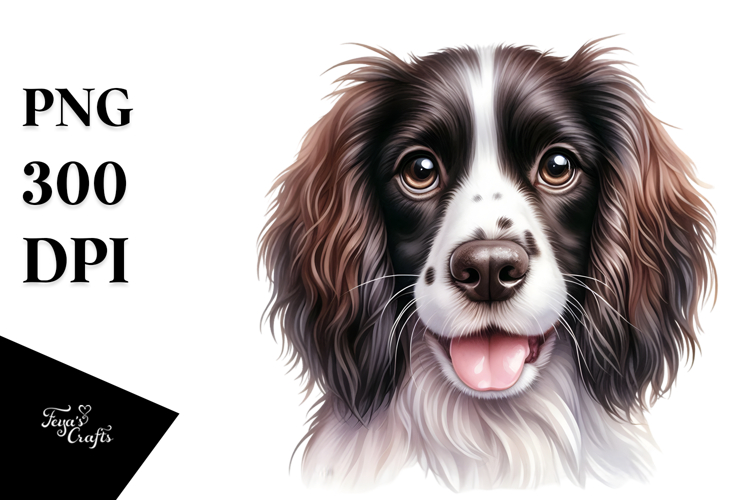Cute English Springer Spaniel with Big Eyes PNG