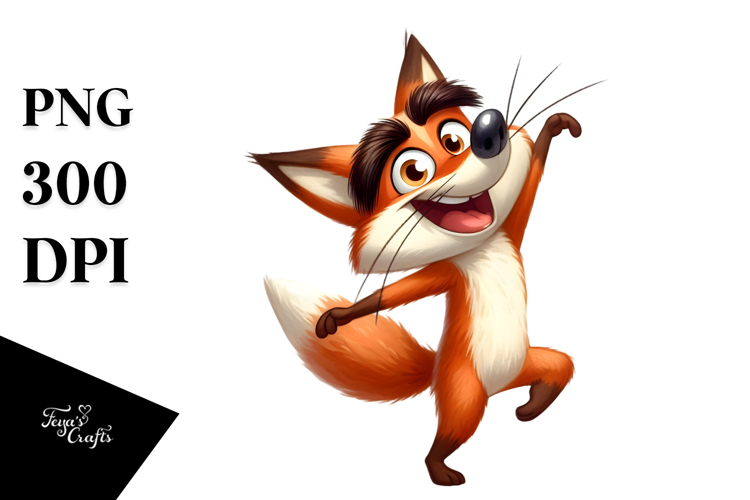 Goofy Cartoon Fox Dancing PNG