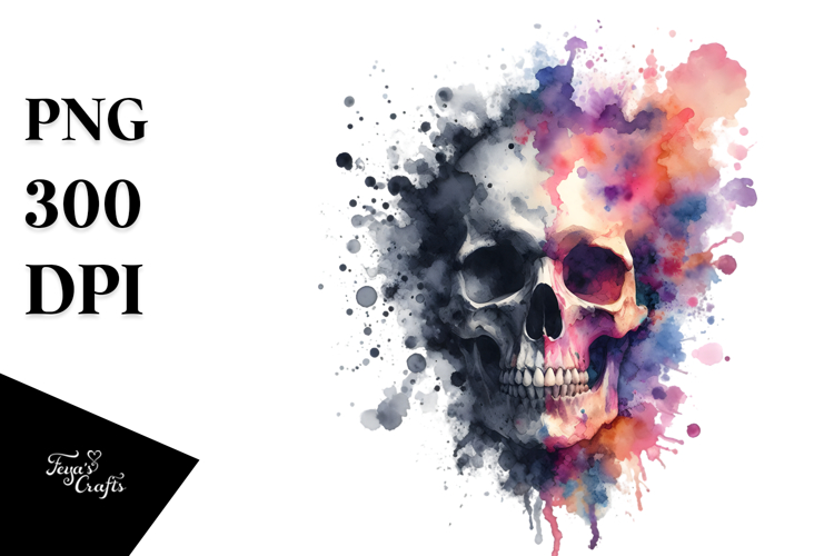 Skull with Splashes, Transparent PNG