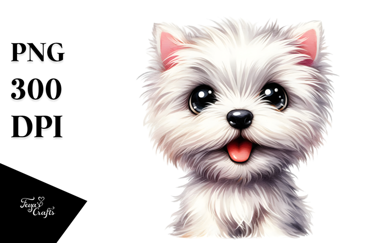 Cute West Highland White Terrier, Watercolor PNG