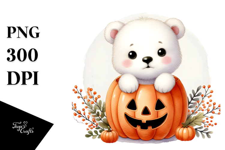Cute Baby Polar Bear Popping Out, High-Res PNG
