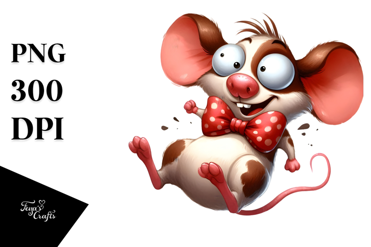 Cartoony Mouse with Bow Tie PNG