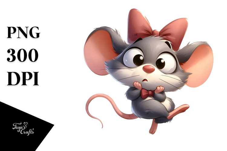 Cartoony Mouse with Bow Tie PNG