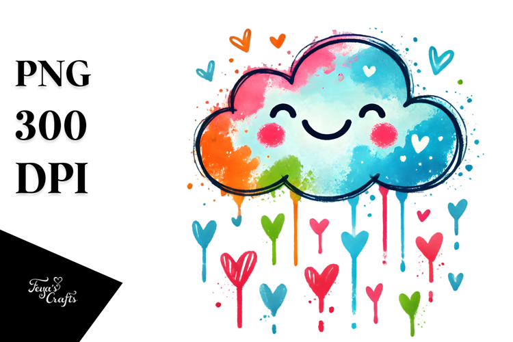 Simple Cloud with Hearts, Transparent PNG