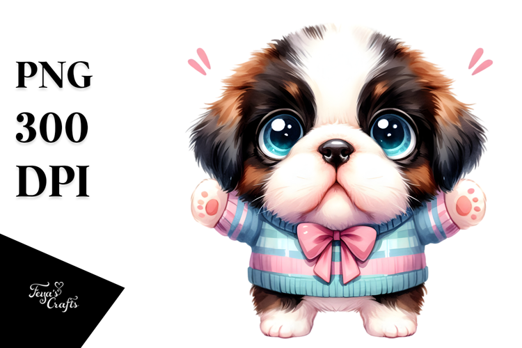 Cute Baby Saint Bernard Watercolor PNG