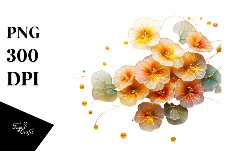 Nasturtium with Golden Insertions PNG