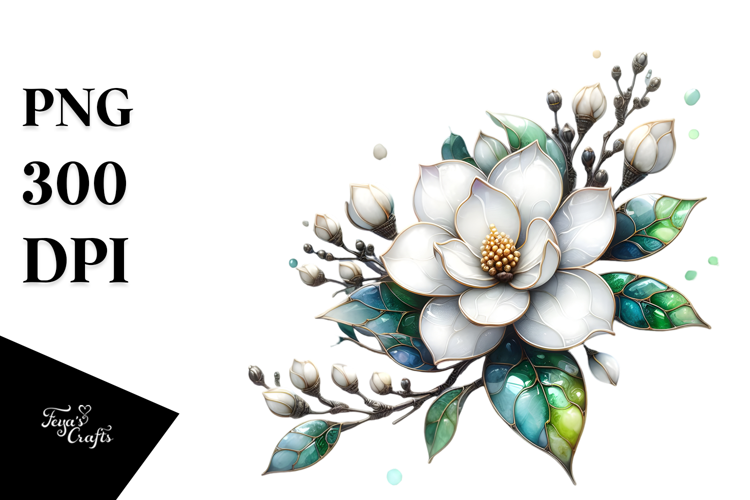 Gardenia with Metallic Insertions PNG