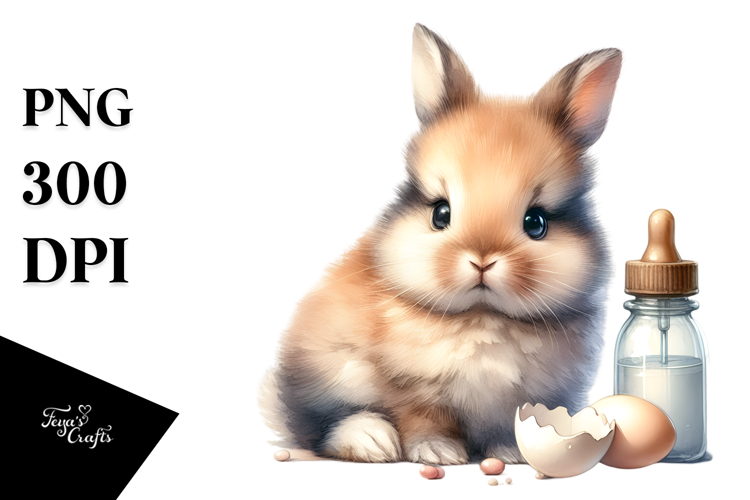 Sleeping Baby Bunny on a Flower, PNG