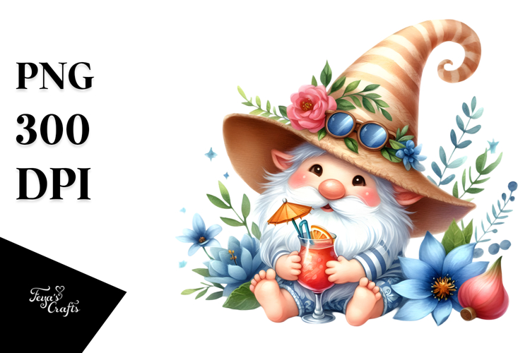 Whimsical Gnome Cocktail Summer PNG