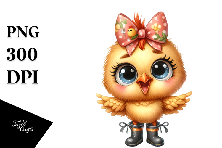 Bow Baby Chicken Watercolor | Clipart