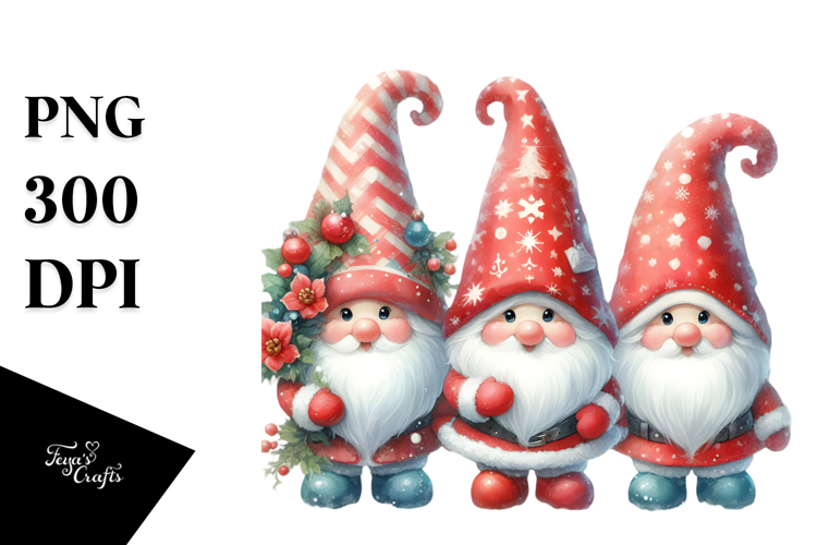 3 Santa Gnomes PNG