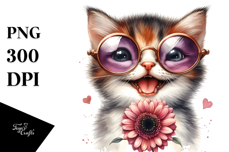 Funny Baby Cat with Sunglasses PNG