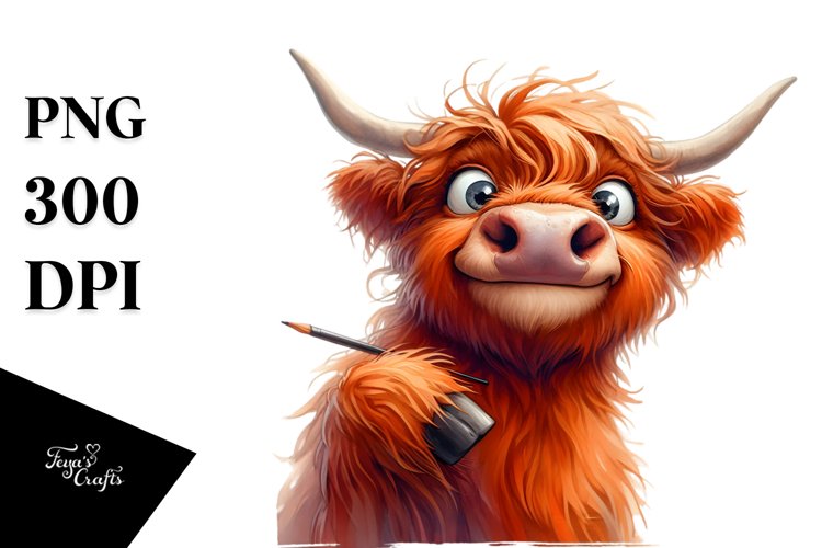 Happy Highland Cow Clipart, High-Res PNG