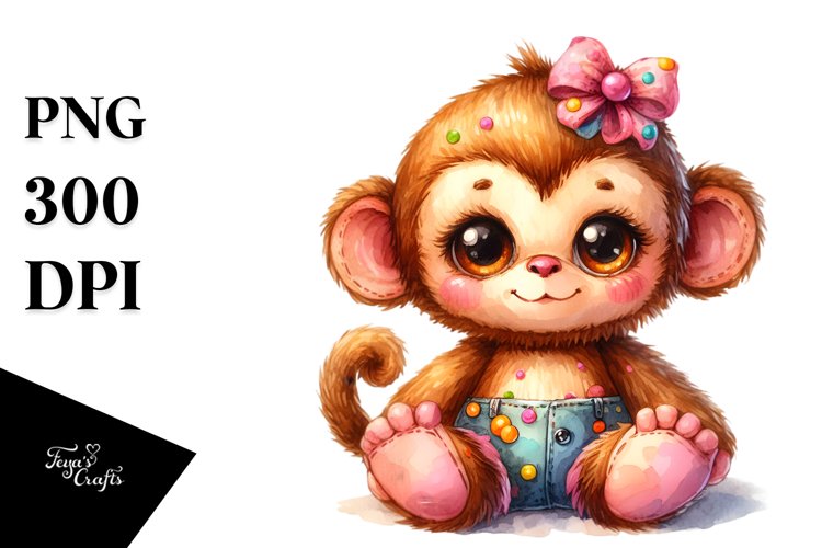 Colorful Vibrant Plush Monkey Clipart