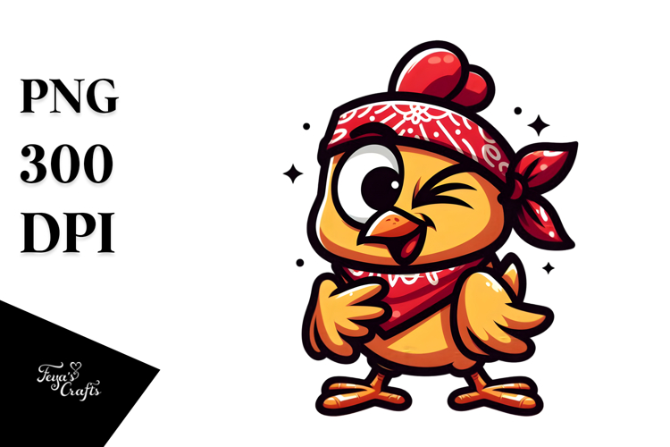 Goofy Chicken with Bandana, Transparent PNG