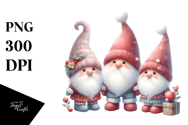 3 Santa Gnomes PNG