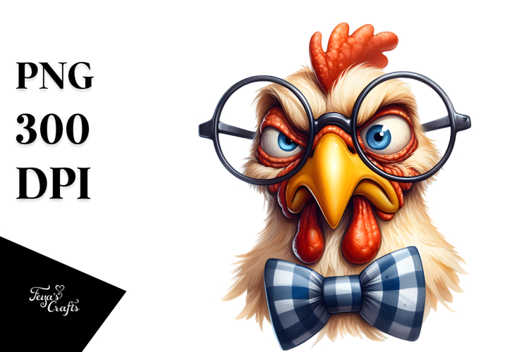 Goofy Chicken with Bow Tie, Digital Art