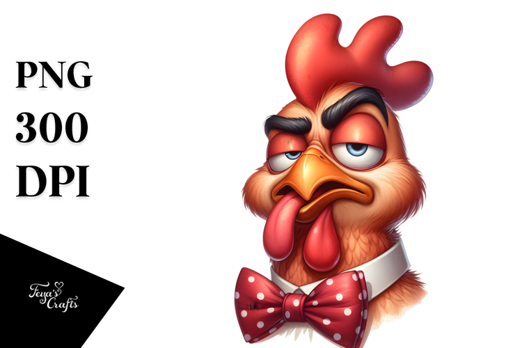 Exaggerated Chicken with Bow Tie PNG