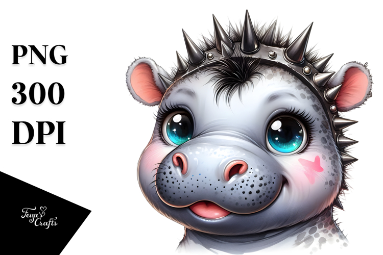 Cute Baby Hippo, High-Res PNG