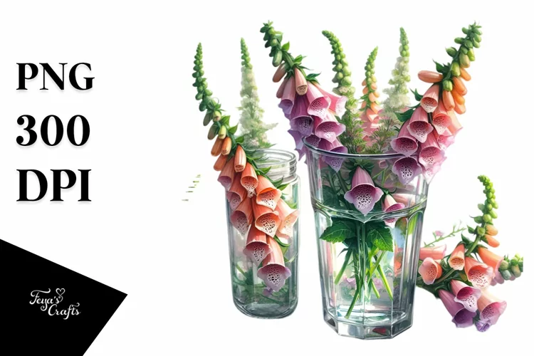 Watercolor Filled with Large Foxglove | Sublimation |
