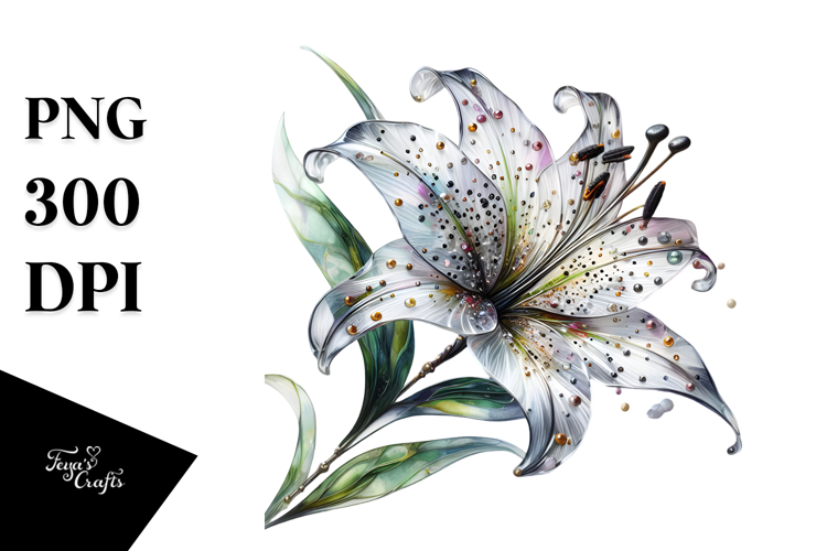 Lily with Metallic Insertions, Watercolor PNG