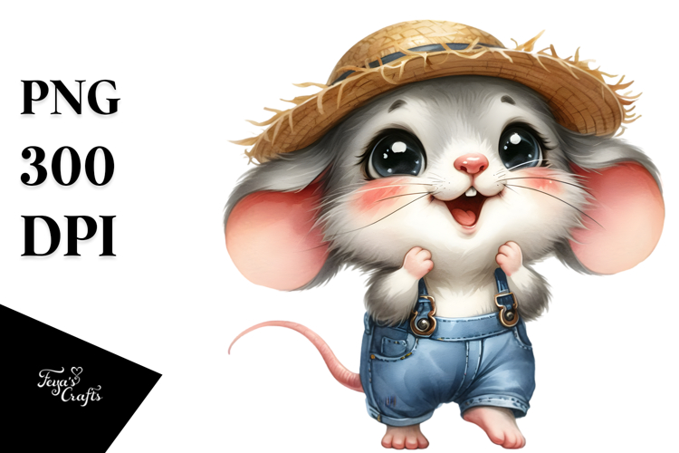 Excited Baby Mouse Sun Hat Clipart