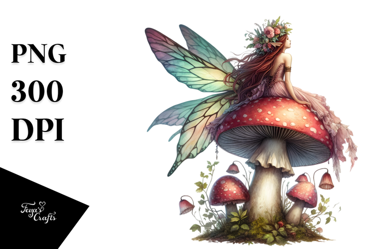 Gothic Fairy on Mushroom PNG