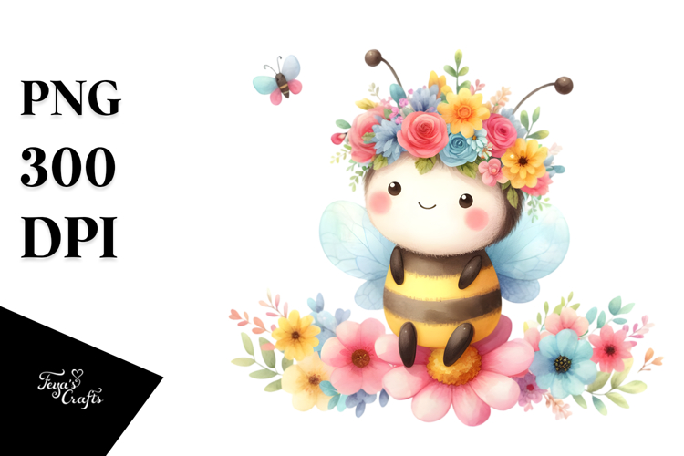 Pastel Bee Sitting | Sublimation Clipart