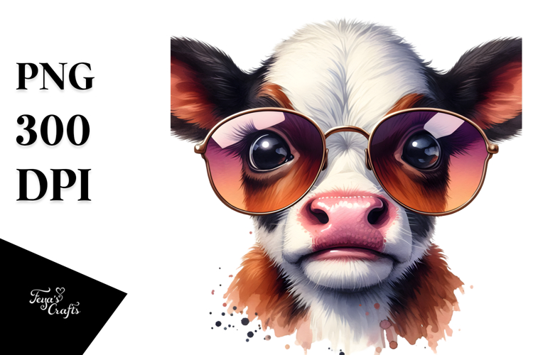 Contempt Cow with Sunglasses, PNG