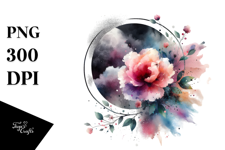 Modern Flower with Splashes PNG