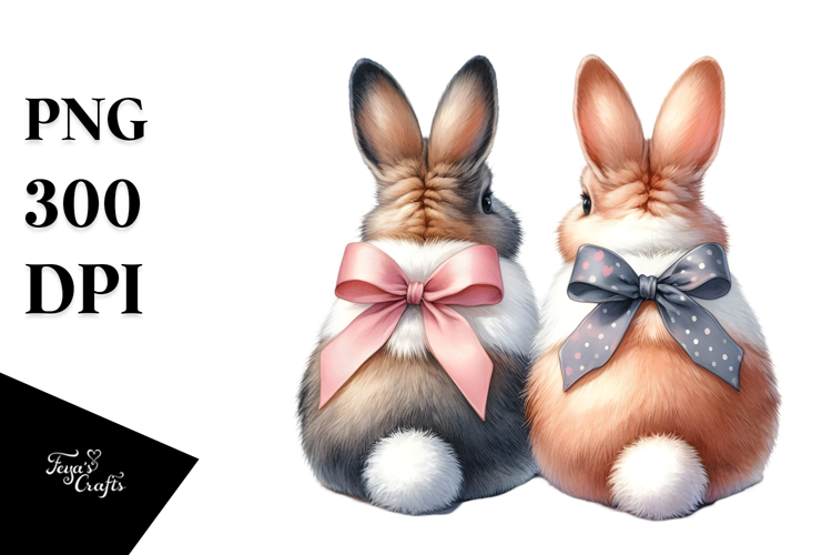 Creative Bunnies, Back View, High-Res PNG