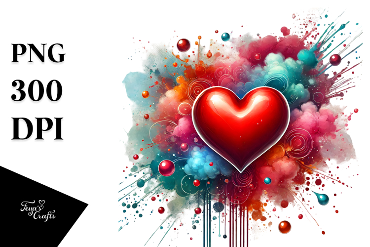 Red Glossy Heart Splashy PNG
