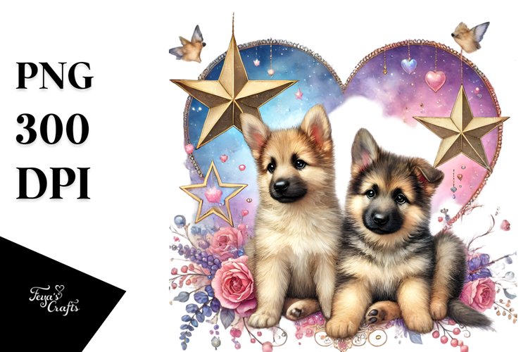 German Shepherd with Heart, PNG