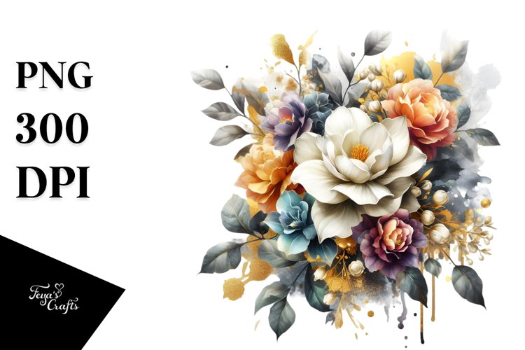 Vibrant Bouquet with Gardenia Splash | Sublimation | Clipart