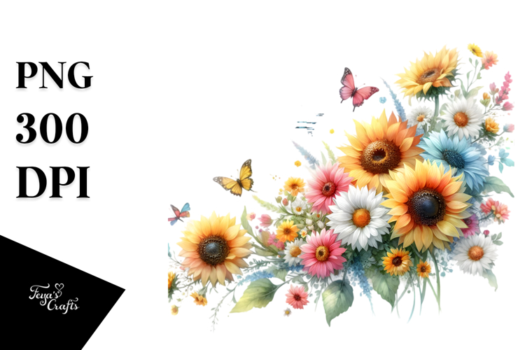 Watercolor Sunflower Clipart Image 16