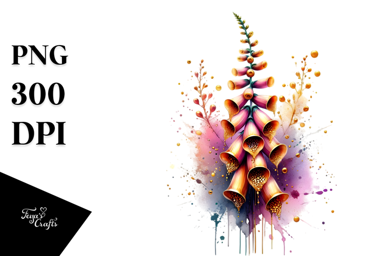 Shiny Foxglove, Abstract Watercolor