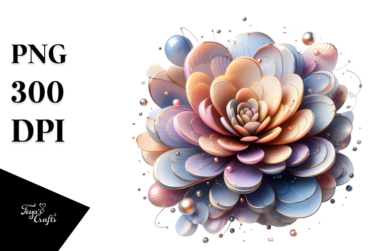 Colorful Glossy Anemone with Metallic Insertions PNG