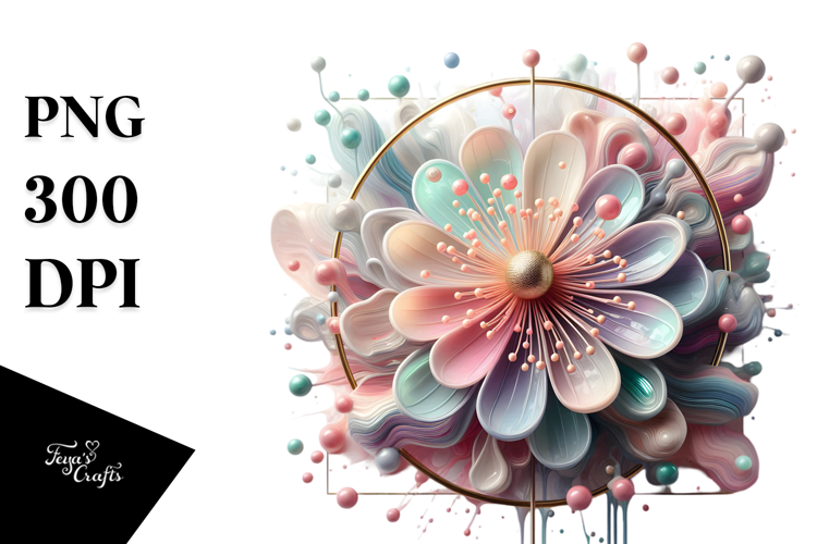 Colorful Glossy Anemone with Metallic Insertions PNG