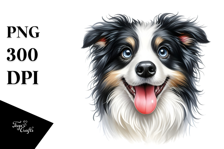 Cute Border Collie with Big Eyes PNG