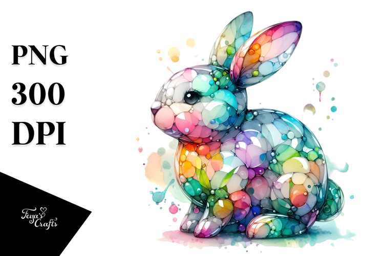 Colorful Pastel Bunny Made of , PNG