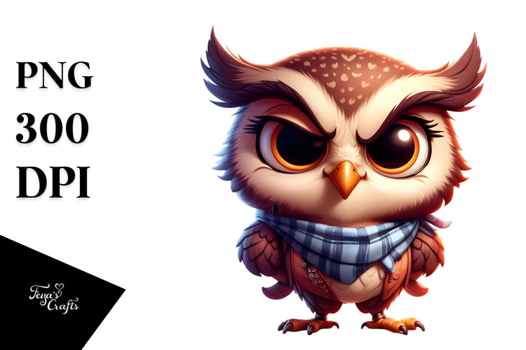 Cartoon Owl with Anthropomorphic Features