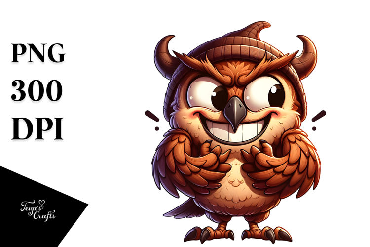 Cartoon Owl with Anthropomorphic Features