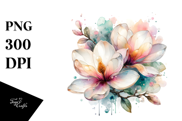 -like Magnolia Watercolor Splash PNG
