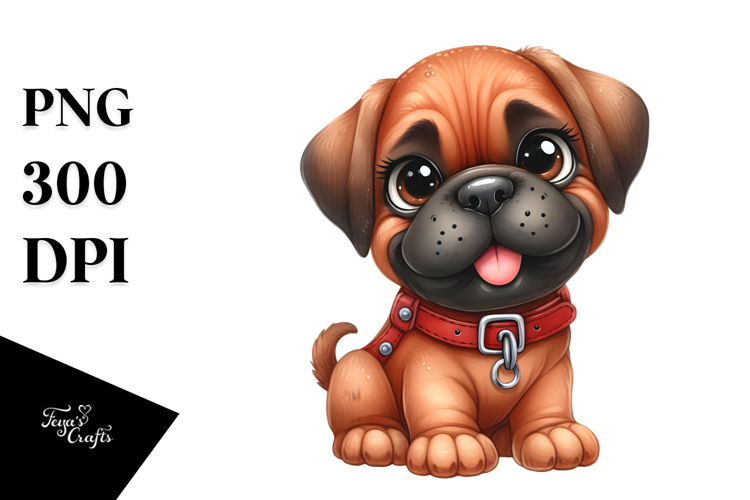 Happy Cartoon Bullmastiff PNG example image 1
